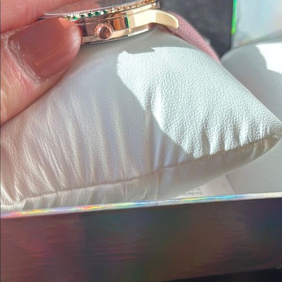 Juicy Couture Pink Strap Watch with Crystal Rose Gold & Colorful Gemstone Bezel - Picture 5 of 6